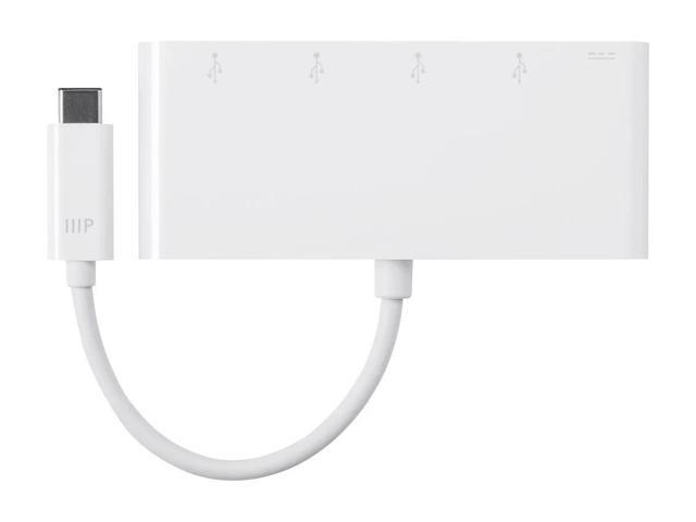Monoprice USB-C to 4x USB-A 3.0 and USB-C (F) Adapter, Compatible With USB-C Equipped Laptops, Such As The Apple Macbook And Google Chromebook -...