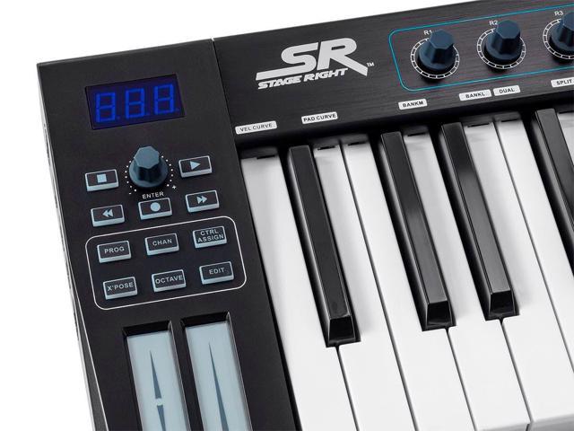 Monoprice SRK88 37 Key USB MIDI Keyboard Controller with 8 Velocity & Pressure Sensitive Pads, 8 Assignable Knobs, 5 MMC Buttons - Stage Right Series