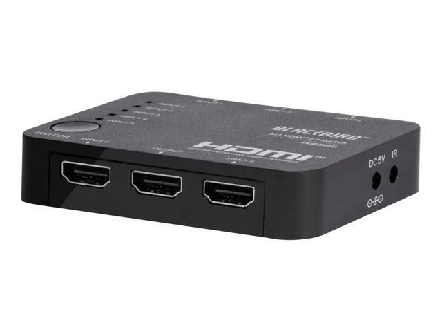 Monoprice Blackbird 4K 5x1 HDMI 2.0 Switch, HDR, HDR10, 18G, HDCP 2.2, Dolby Vision, 4K@60Hz, Hybrid Log-Gamma, 5 Inputs 1 Output, With IR Controler