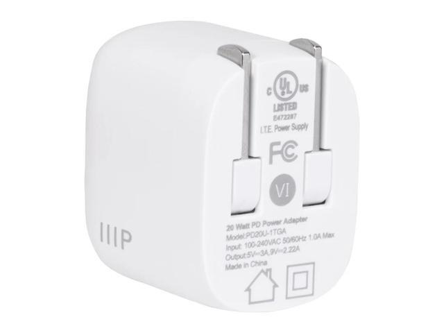 Monoprice USB-C Charger, 20W 1-port PD GaN Technology Foldable Wall Charger White, Power Delivery for MacBook Pro/Air, iPad Pro, iPhone...