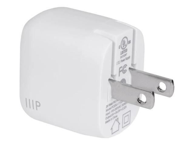 Monoprice USB-C Charger, 20W 1-port PD GaN Technology Foldable Wall Charger White, Power Delivery for MacBook Pro/Air, iPad Pro, iPhone...