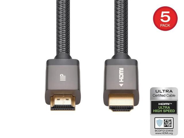 Monoprice 8K Braided HDMI 2.1 Cable - 3 Feet - Black (5 Pack) Certified Ultra High Speed, 8k@60Hz, 48Gbps, Compatible With Sony PS5 / PS5 Digital...