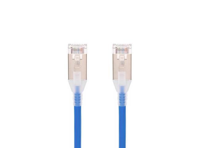 Monoprice Cat6A Ethernet Patch Cable - 2 Feet - Blue Snagless, Double Shielded, Component Level, CM, 30AWG - SlimRun Series