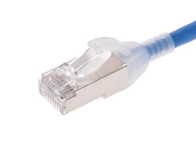 Monoprice Cat6A Ethernet Patch Cable - 2 Feet - Blue Snagless, Double Shielded, Component Level, CM, 30AWG - SlimRun Series
