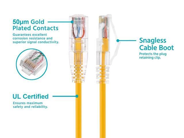 Monoprice Cat6 Ethernet Patch Cable - 1 Feet - Yellow Network Internet Cord - Snagless RJ45 Stranded 550MHz UTP CMR Riser Rated Pure Bare Copper...