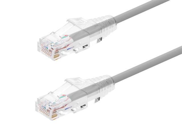 Monoprice Cat6 Ethernet Patch Cable - 1 feet - Gray Snagless RJ45 Stranded 550MHz UTP CMR Riser Rated Pure Bare Copper Wire 28AWG - SlimRun Series