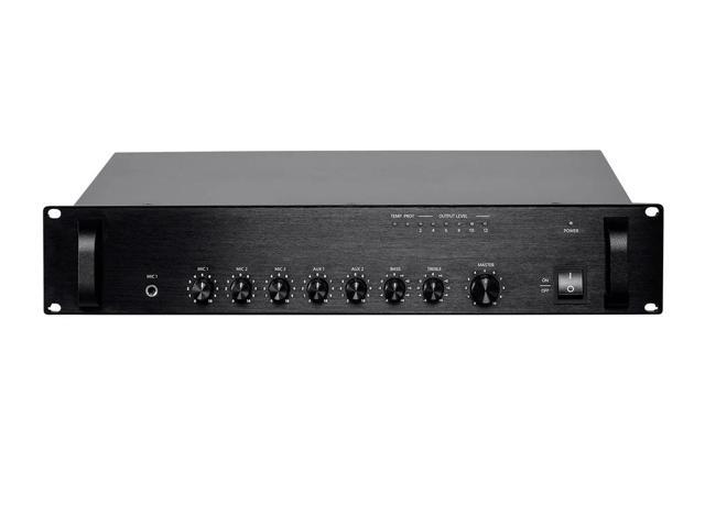 Monoprice Commercial Audio 60W 5ch 100/70V Mixer Amp with Microphone Priority (NO LOGO) - image 3