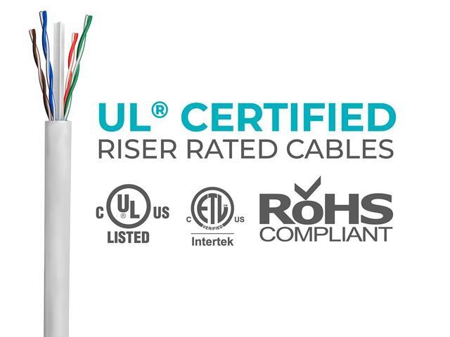 Monoprice Cat6 Ethernet Bulk Cable - 1000 Feet - White, Solid, 550MHz, UTP, CMR, Riser Rated, Pure Bare Copper Wire, 23AWG, No Logo, (UL)