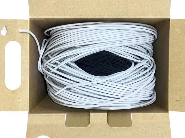 Monoprice Cat6 Plenum Bulk Cable - 500 Feet - White UL, Solid, 550MHz, UTP, CMP, Bare Copper, 10G, 23AWG, (TAA)