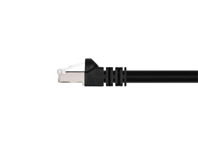 Monoprice Cat6A Ethernet Patch Cable - 2 Feet - Black Network Internet Cord - RJ45, 550Mhz, STP, Pure Bare Copper Wire, 10G, 26AWG