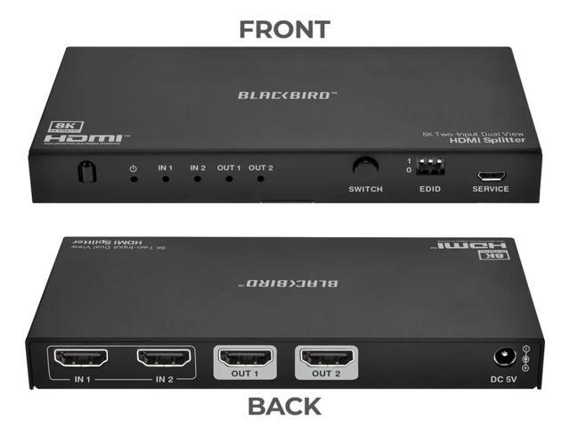 Monoprice Blackbird 8K Dual Function Splitter/Switch (1x2 Splitter or 2x1 Switch), 8K@60, 4K@120, 40Gbps, HDR, HDMI 2.1, HDCP 2.3, EDID