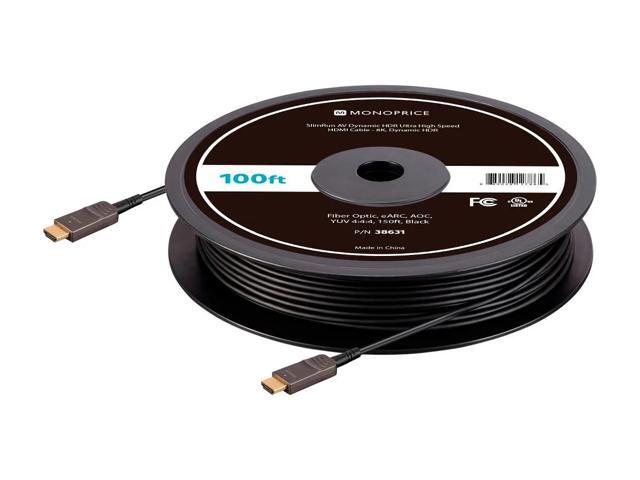 Monoprice HDMI Cable - 100 Feet - Black | Ultra High Speed 8K@120Hz Dynamic HDR 48Gbps Fiber Optic eARC AOC YCbCr 4:4:4 Compatible with PS 5 / PS 5 Digital Edition / Xbox Series X & S and More - image 6