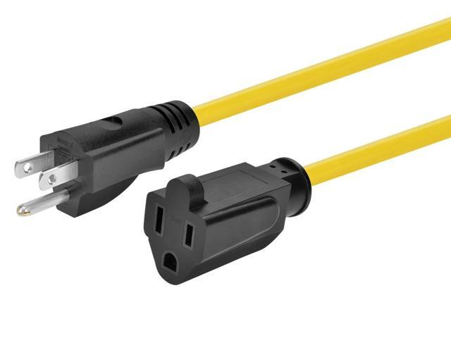 Monoprice Outdoor Extension Cord - 25 Feet - Yellow NEMA 5-15P to NEMA 5-15R, 14AWG, 15A, SJTW, For Computers, Monitors, Scanners, Printers