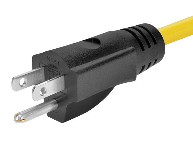 Monoprice Outdoor Extension Cord - 100 Feet - Yellow NEMA 5-15P to NEMA 5-15R, 14AWG, 15A, SJTW, For Computers, Monitors, Scanners, Printers