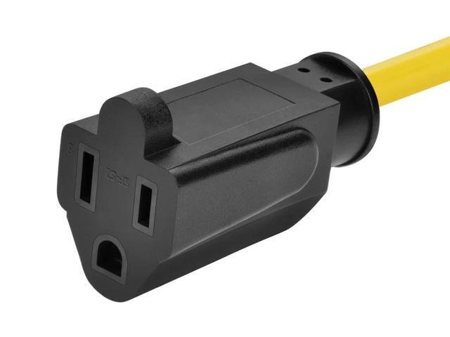 Monoprice Outdoor Extension Cord - 100 Feet - Yellow NEMA 5-15P to NEMA 5-15R, 14AWG, 15A, SJTW, For Computers, Monitors, Scanners, Printers