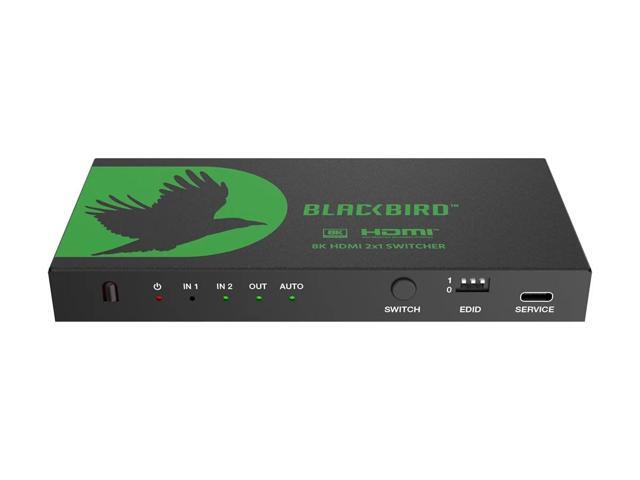 Monoprice Blackbird Prosumer Class 8K60 2x1 HDMI Switch With Audio Extraction, HDMI 2.1, HDCP 2.3, 40Gbps, EDID, IR Remote Control, HDR 10+, HDTV,...