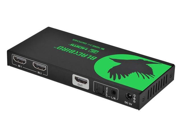 Monoprice Blackbird Prosumer Class 8K60 2x1 HDMI Switch With Audio Extraction, HDMI 2.1, HDCP 2.3, 40Gbps, EDID, IR Remote Control, HDR 10+, HDTV,...