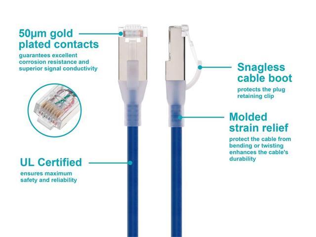Monoprice Cat6A Ethernet Patch Cable - 7 Feet - Blue Snagless, Double Shielded, Component Level, CM, 30AWG, Ideal For Data Centers and Server...