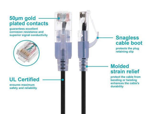 Monoprice Cat6A Patch Ethernet Cable - 7 Feet - Black UTP, 30AWG, 10G, Pure Bare Copper, Snagless RJ45, For Computer Networking Cable, LAN,...