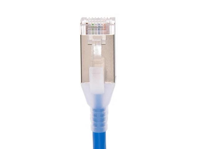 Monoprice Cat6A 15ft Blue Component Level Patch Cable, Double Shielded (S/FTP), 30AWG, 10G, CM Pure Bare Copper, Snagles