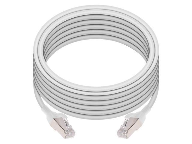 Monoprice Cat6A Ethernet Patch Cable - 25 Feet - White Snagless, Double Shielded, Component Level, CM, 30AWG, Computer Networking Cable LAN Modem...
