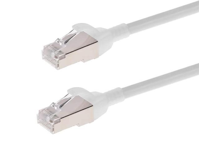Monoprice Cat6A Ethernet Patch Cable - 15 Feet - White Snagless, Double Shielded, Component Level, CM, 30AWG - SlimRun Series