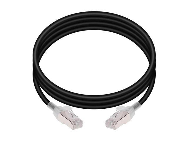 Monoprice Cat6A Ethernet Patch Cable - 7 Feet - Black Snagless, Double Shielded, Component Level, CM, 30AWG, Computer Networking Cable LAN Modem...