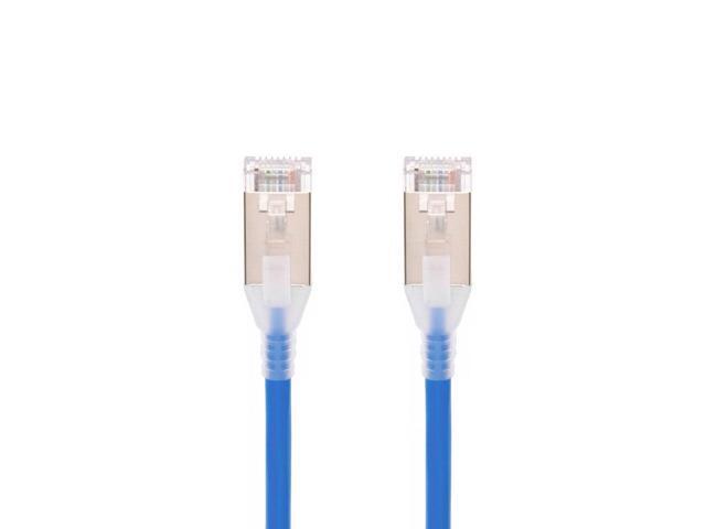 Monoprice Cat6A 5ft Blue Component Level Patch Cable, Double Shielded (S/FTP), 30AWG, 10G, CM Pure Bare Copper, Snagles