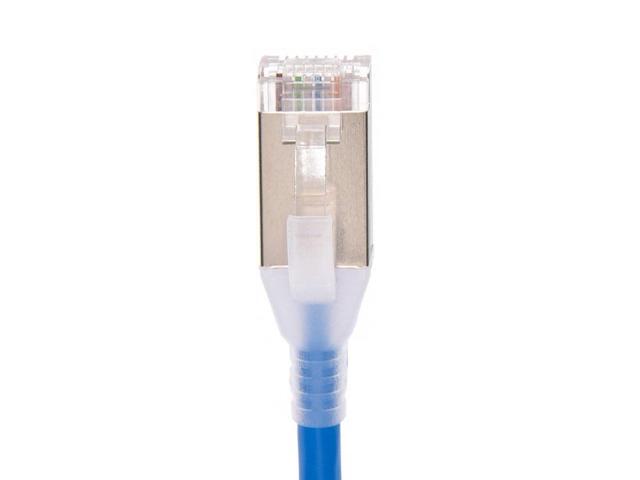 Monoprice Cat6A 5ft Blue Component Level Patch Cable, Double Shielded (S/FTP), 30AWG, 10G, CM Pure Bare Copper, Snagles