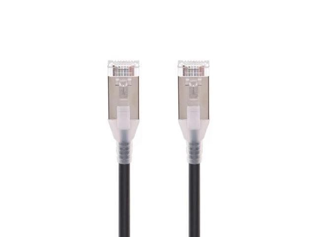 Monoprice Cat6A 1ft Black Component Level Patch Cable, Double Shielded (S/FTP), 30AWG, 10G, CM Pure Bare Copper, Snagles