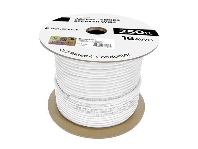MONOPRICE ACCESS SERIES 18AWG CL3 RATED 4-CONDUCTOR SPEAKER WIRE 250FT WHITE