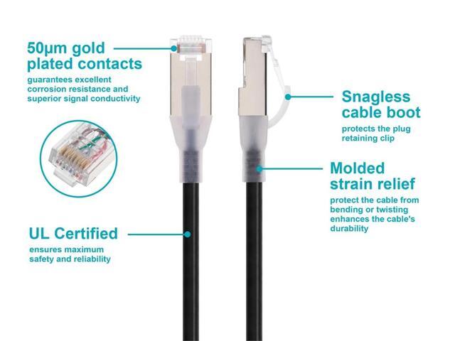Monoprice Cat6A Ethernet Patch Cable - 15 Feet - Black Snagless, Double Shielded, Component Level, CM, 30AWG, Computer Networking Cable LAN Modem...