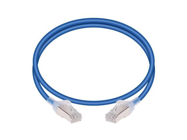 Monoprice Cat6A 3ft Blue Component Level Patch Cable, Double Shielded (S/FTP), 30AWG, 10G, CM Pure Bare Copper, Snagless