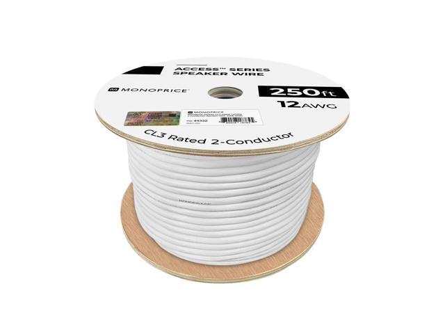 Monoprice Speaker Wire, CL3 Rated, 2-Conductor, 12AWG, 250ft, White