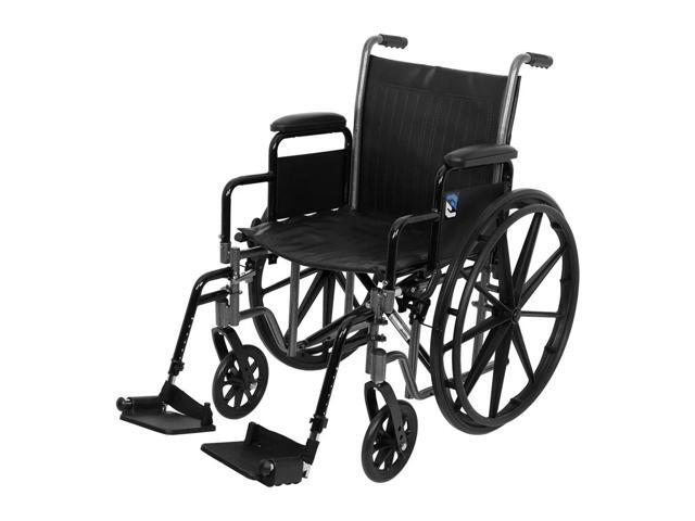SevaCare by Monoprice Folding Wheelchair, Dual Brakes, 24-inch Rear Wheels, Adjustable Footrests, Detachable Desk Armrests, Up to 300lbs Weight...