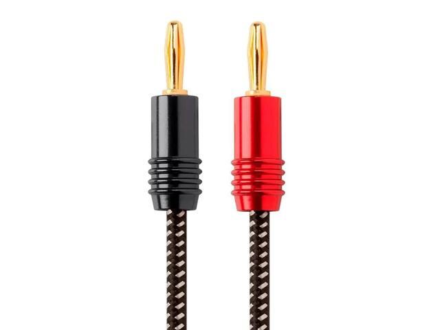Monoprice Speaker Wire, Braided with Banana Plugs, 2-Conductor, 14AWG, 15ft
