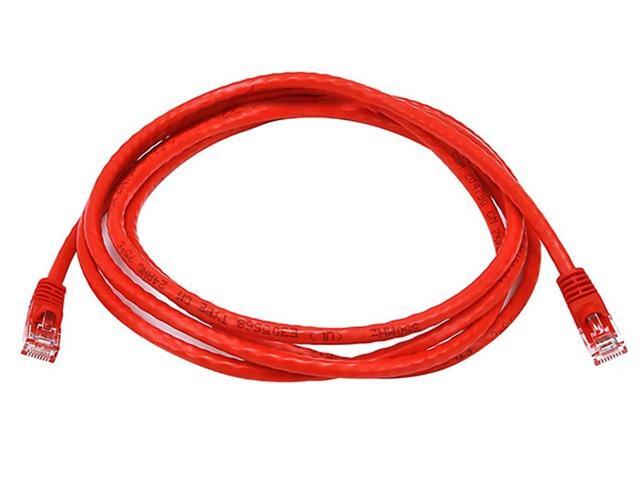 Monoprice Cat6 Ethernet Patch Cable - 7 Feet - Red Network Internet Cord - RJ45, Stranded, 550Mhz, UTP, Pure Bare Copper Wire, Crossover, 24AWG
