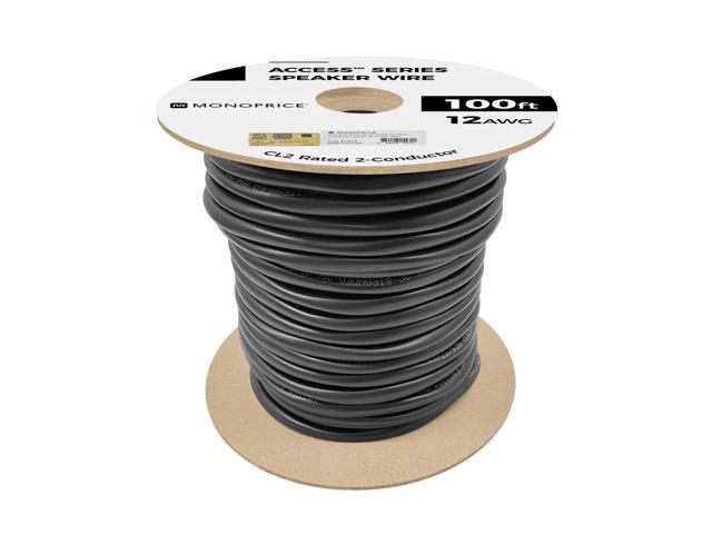 Monoprice Speaker Wire, CL2 Rated, 2-Conductor, 12AWG, 100ft, Black