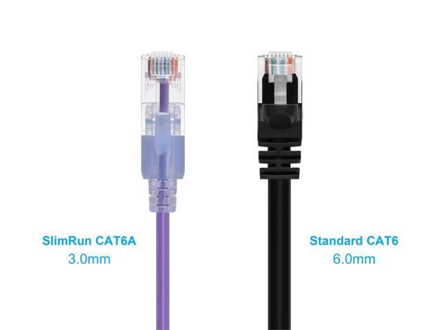 Monoprice Cat6A Ethernet Patch Cable - 10 Feet - Purple (10 Pack) Snagless RJ45 550Mhz UTP Pure Bare Copper Wire 10G 30AWG - SlimRun Series