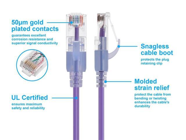 Monoprice Cat6A Ethernet Patch Cable - 10 Feet - Purple (10 Pack) Snagless RJ45 550Mhz UTP Pure Bare Copper Wire 10G 30AWG - SlimRun Series