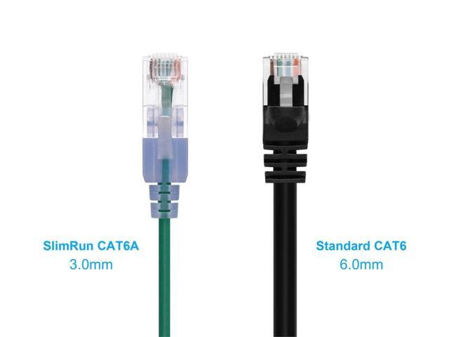 Monoprice Cat6A Ethernet Patch Cable - 3 Feet - Green (10 Pack) Snagless RJ45 550Mhz UTP Pure Bare Copper Wire 10G 30AWG - SlimRun Series