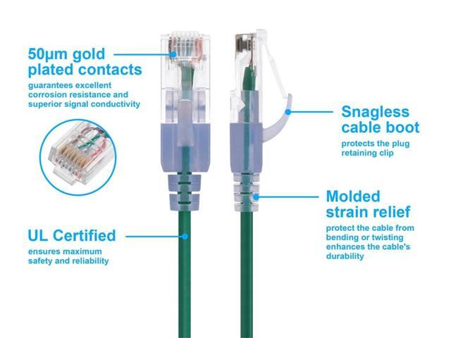 Monoprice Cat6A Ethernet Patch Cable - 5 Feet - Green (10 Pack) Snagless RJ45 550Mhz UTP Pure Bare Copper Wire 10G 30AWG - SlimRun Series