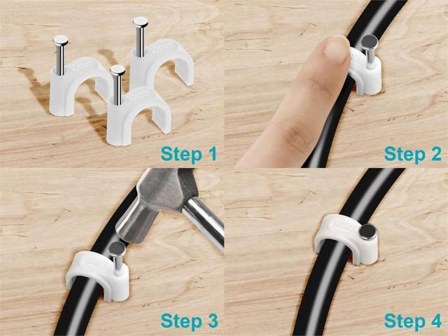 Monoprice Circle Cable Clips with Steel Nail, 10mm, 100 pcs/pack