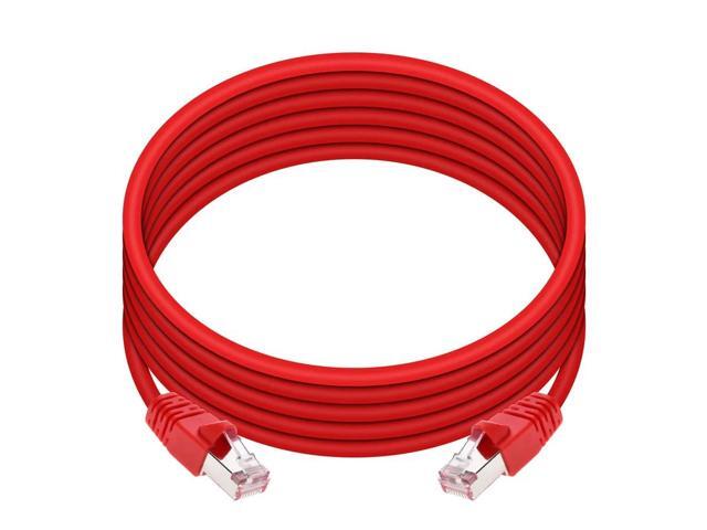 Monoprice Cat6A Ethernet Patch Cable - 10 Feet - Red Network Internet Cord - RJ45, 550Mhz, STP, Pure Bare Copper Wire, 10G, 26AWG