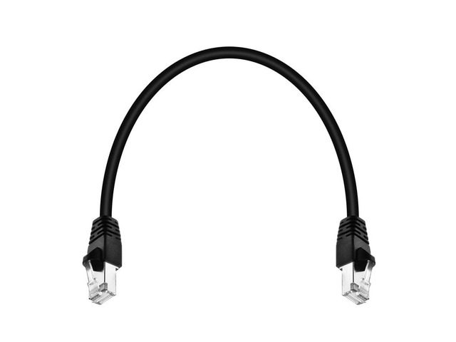 Monoprice Cat6A Ethernet Patch Cable - 1 Feet - Black Network Internet Cord - RJ45, 550Mhz, STP, Pure Bare Copper Wire, 10G, 26AWG