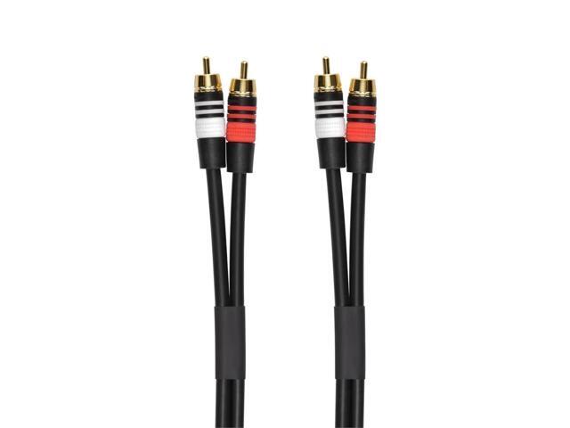 Monoprice Premium Two-Channel Audio Cable - 50 Feet - Black 2 RCA Plug to 2 RCA Plug 22AWG, Male to Male