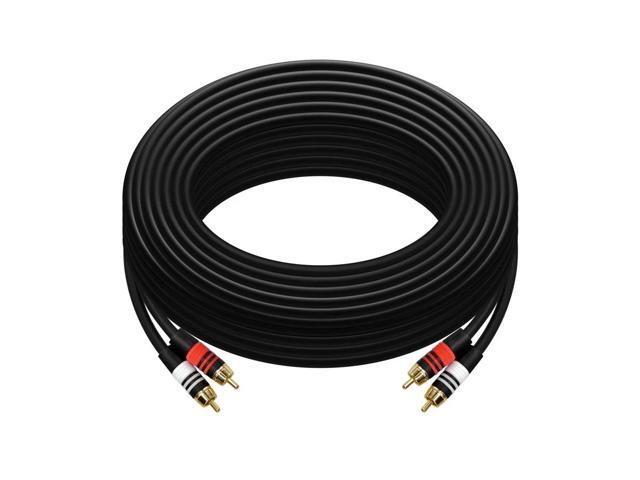Monoprice Premium Two-Channel Audio Cable - 50 Feet - Black 2 RCA Plug to 2 RCA Plug 22AWG, Male to Male
