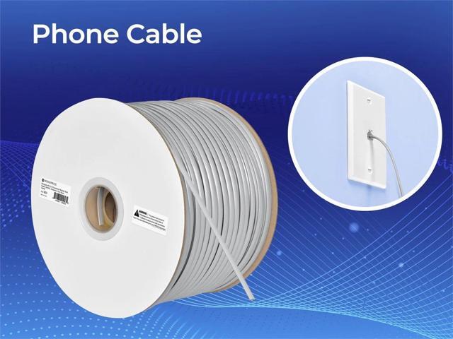 Monoprice 6 Conductor Stranded Bulk Phone Cable - 1000 Feet - Silver, 28AWG, Flat Cable
