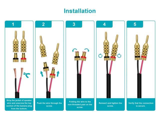 Monoprice 20 PAIRS Of High-Quality Gold Plated Speaker Banana Plugs, Closed Screw Type