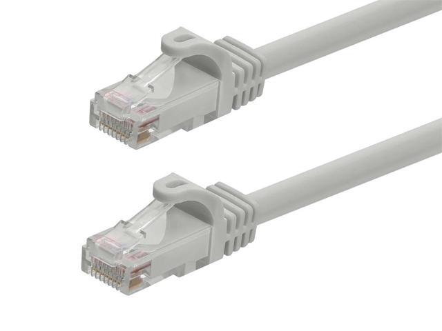 Monoprice Flexboot Cat5e Ethernet Patch Cable - Network Internet Cord - RJ45, Stranded, 350Mhz, UTP, Pure Bare Copper Wire, 24AWG, 2ft, Gray